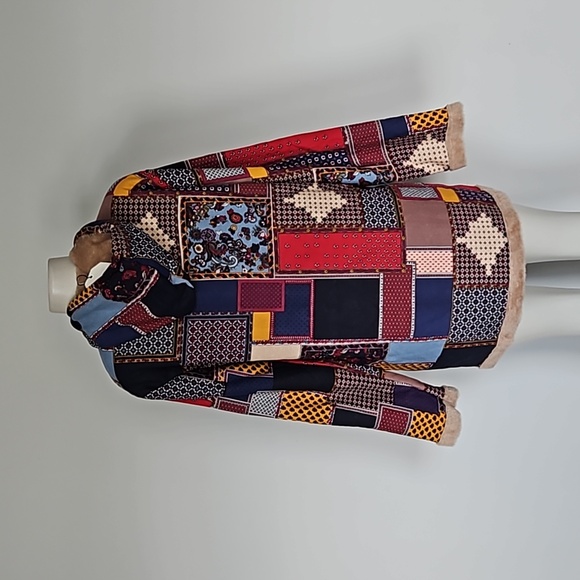 Cellabie boho patchwork print long faux fur lined jacket-XL - Picture 3 of 8